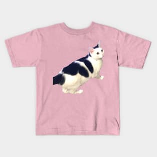 Cute Black & White Cat Kids T-Shirt